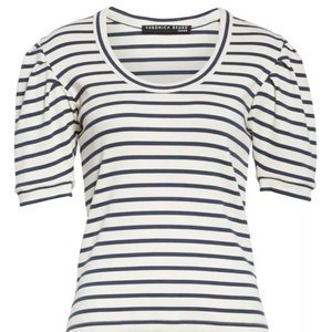 Veronica Beard Ivory striped fleta top